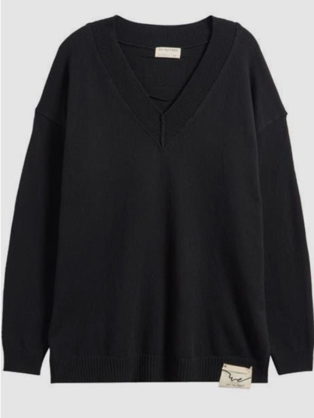We The Free Black Knit Sweater with Logo Patch